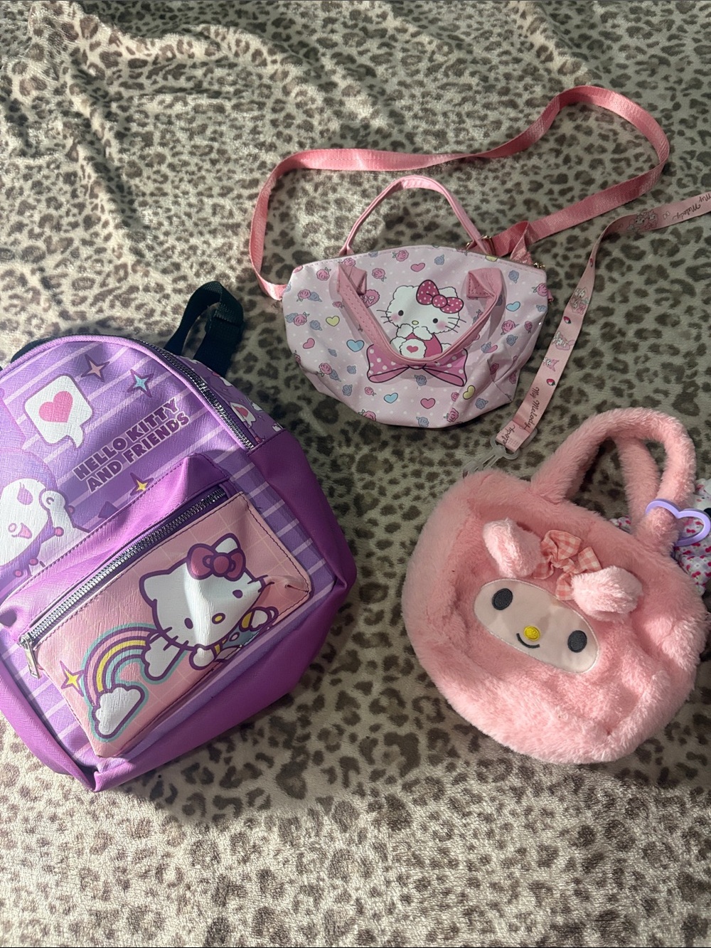 Hello Kitty Purple and Pink Kids Backpack and Crossbody Set